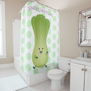Cute baby bok choy cartoon illustration shower curtain