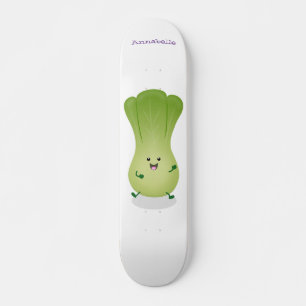 Cute baby bok choy cartoon illustration skateboard