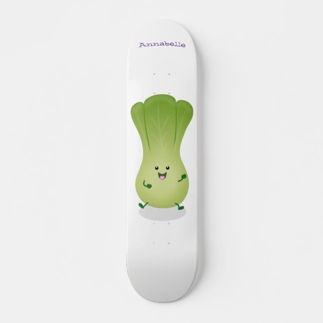 Cute baby bok choy cartoon illustration skateboard (Front)