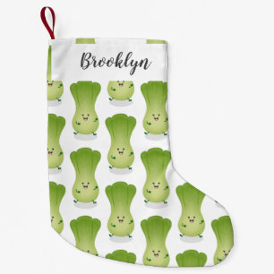 Cute baby bok choy cartoon illustration small christmas stocking