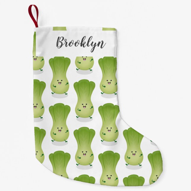 Cute baby bok choy cartoon illustration small christmas stocking (Front)