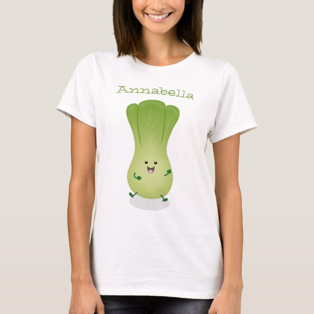 Cute baby bok choy cartoon illustration T-Shirt (Front)