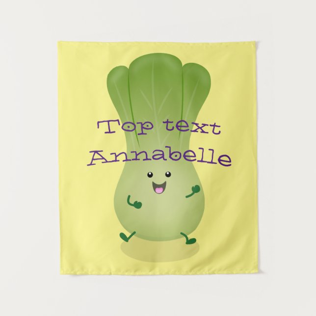 Cute baby bok choy cartoon illustration  tapestry (Front)