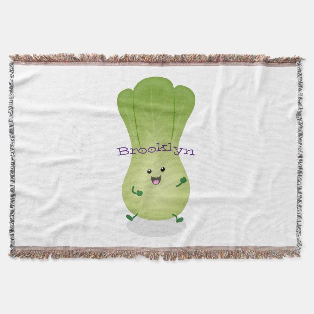Cute baby bok choy cartoon illustration throw blanket (Front)