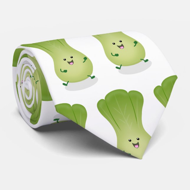 Cute baby bok choy cartoon illustration tie (Rolled)