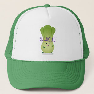 Cute baby bok choy cartoon illustration trucker hat