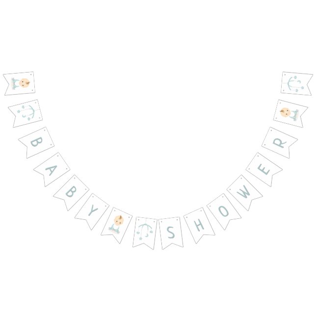 Cute Baby Boy and his Mobile Baby Shower Bunting (All)