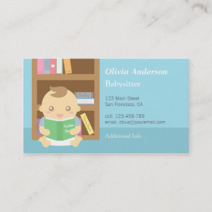 Cute Baby Boy Babysitting Business Cards