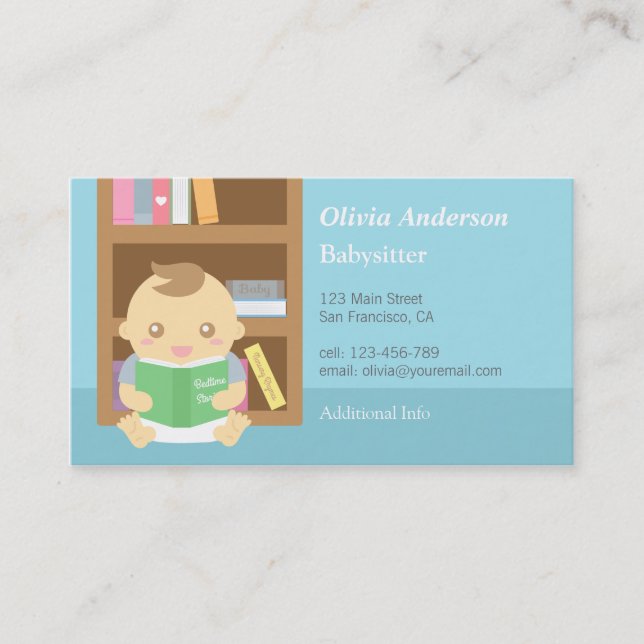 Cute Baby Boy Babysitting Business Cards (Front)