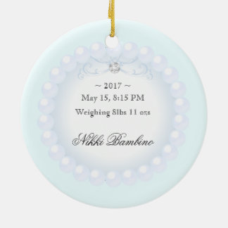 Cute Baby Boy Birth Announcement Pearls Ceramic Tree Decoration