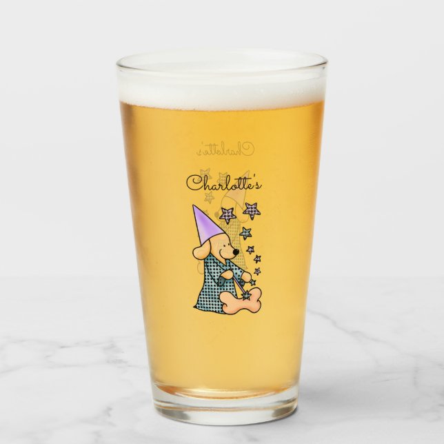 Cute Baby Boy Blue and Black Elegant Funny Dog Glass (Front Filled)