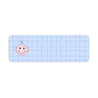 Cute Baby Boy. Blue Check Background.