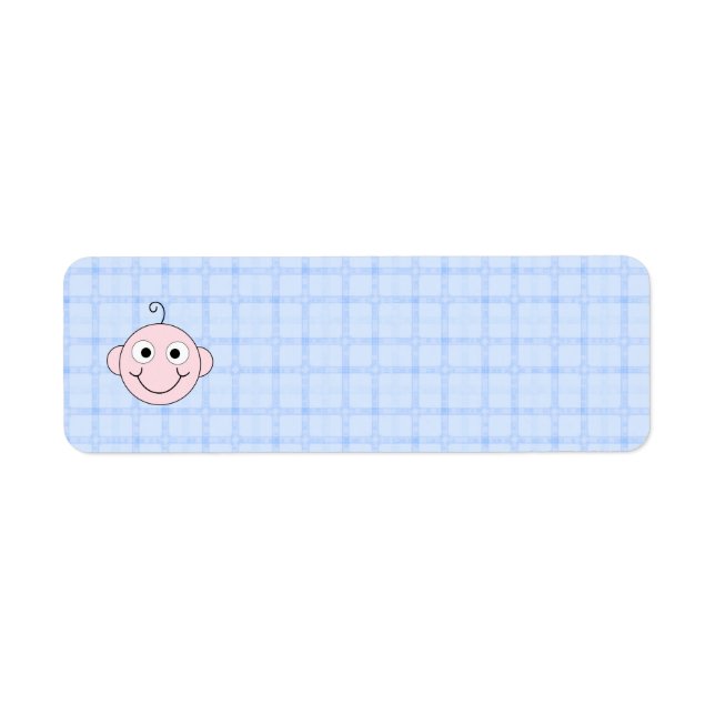 Cute Baby Boy. Blue Check Background. (Front)