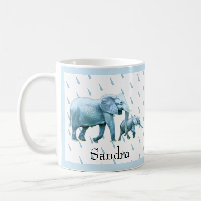 Cute Baby boy blue Elephants Baby Shower Coffee Mug (Left)