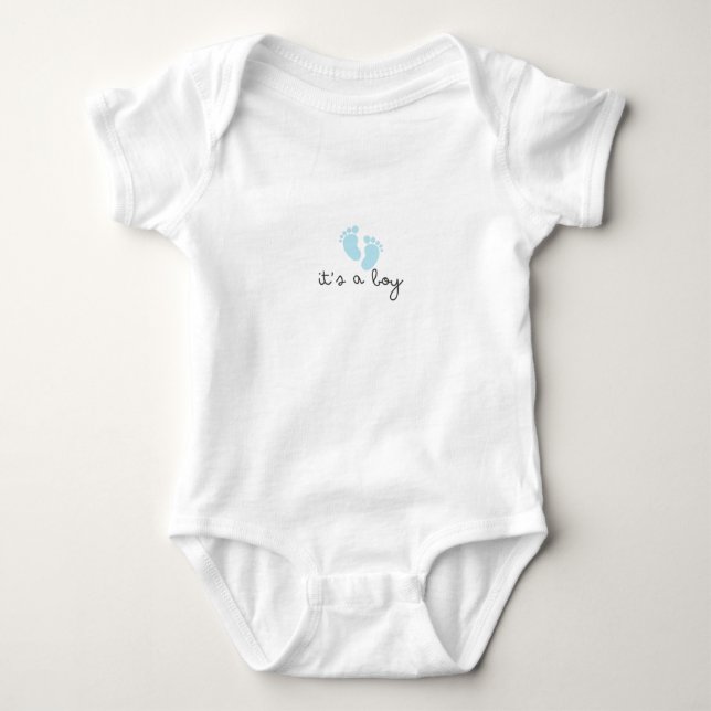 Cute Baby Boy Bodysuit with Footprints (Front)
