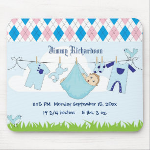 Cute Baby Boy Clothes Line Mouse Mat