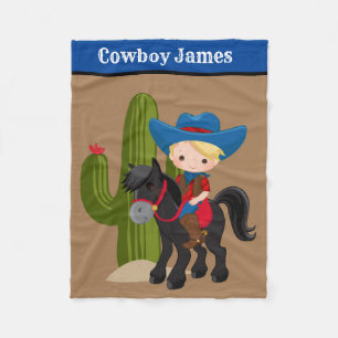 Cute baby boy cowboy add name blanket