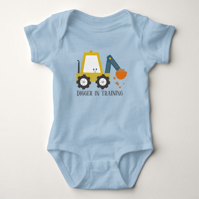 cute baby boy digger construction bodysuit (Front)