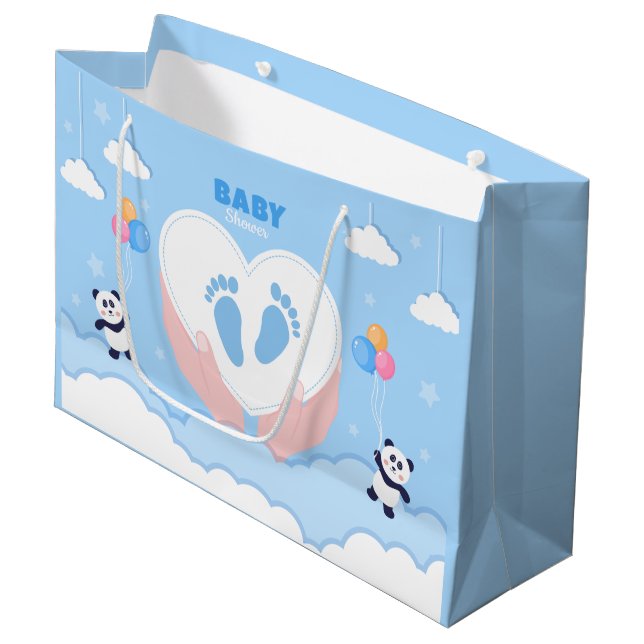 cute baby boy feet shower large gift bag (Front Angled)