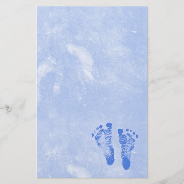 Cute Baby Boy Footprints Stationery (Front)