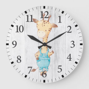 Cute Baby Boy Giraffe Wall Clock