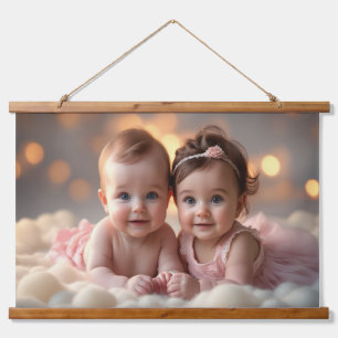 Cute Baby Boy & Girl Sharing a Sweet Moment Hanging Tapestry