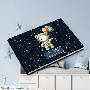 Cute Baby Boy Guest Book Teddy Bear Astronaut