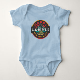 Cute baby boy happy camper word art  bodysuit