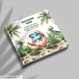 Cute Baby Boy Hatching Soon Dinosaur Guest Book