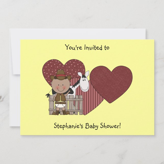 Cute Baby Boy & Horse Pony Custom Western Invitation (Front)