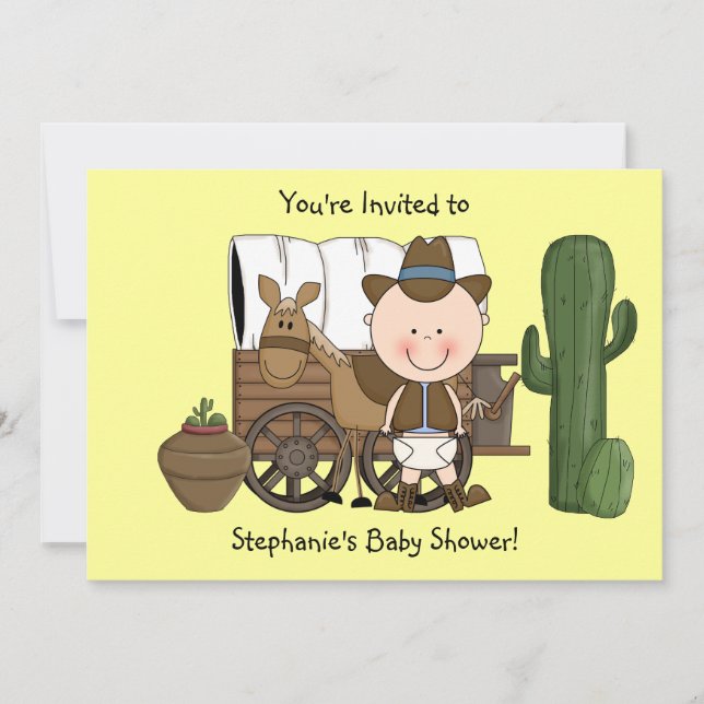 Cute Baby Boy & Horse Pony Custom Western Invitation (Front)