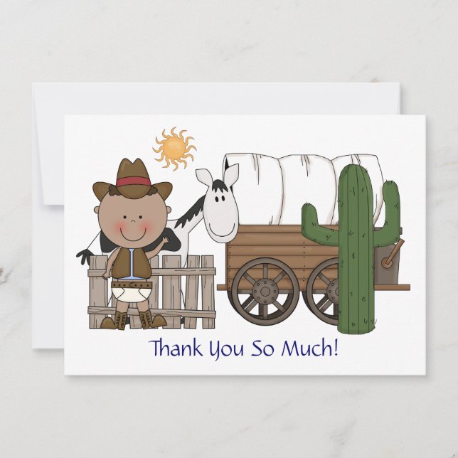 Cute Baby Boy Horse Pony Custom Western Thank You (Front)