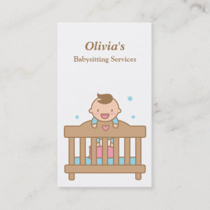 Cute Baby Boy in Cot Babysitting Business Cards