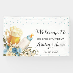 Cute Baby Boy is Brewing Blue Baby Shower Backdrop Banner