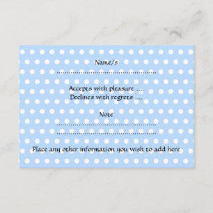 Cute Baby Boy, on blue polka dot pattern. RSVP Card