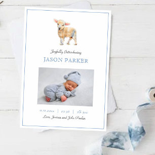 Cute Baby boy photo Little Lamb Birth Announcement