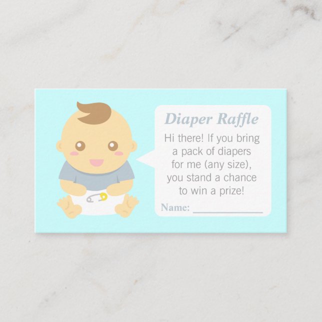 Cute Baby Boy Shower Diaper Raffle Tickets blue Enclosure Card (Front)