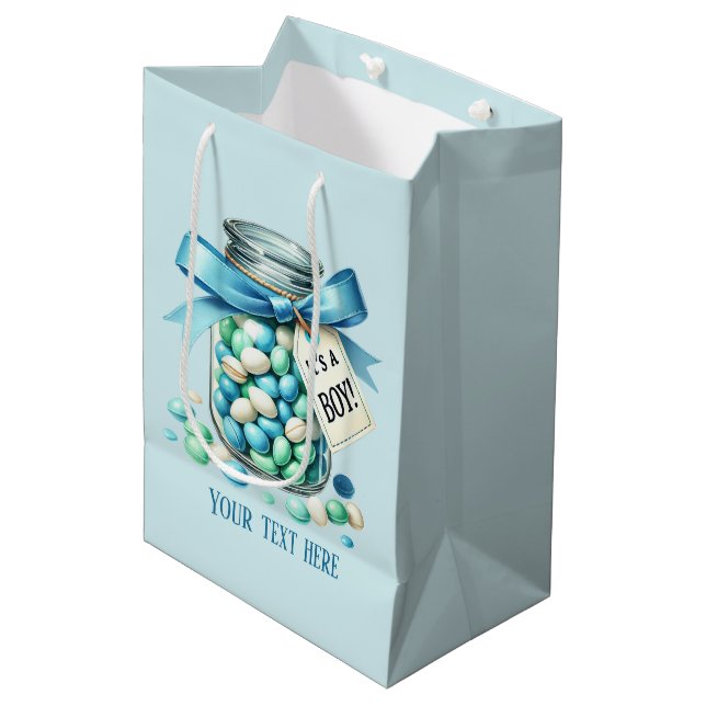 Cute baby boy shower party  candy buffet  medium gift bag (Front Angled)