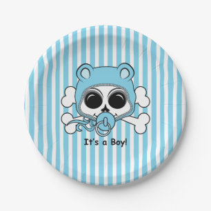 Cute Baby Boy Skull Paper Plate