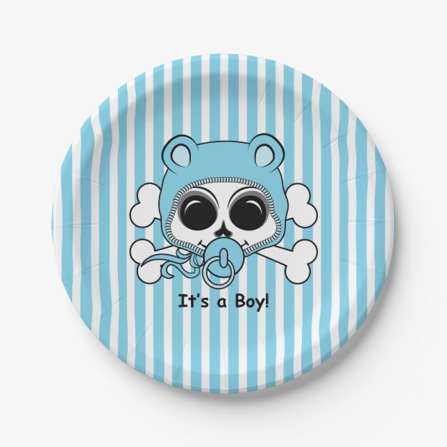 Cute Baby Boy Skull Paper Plate (Front)