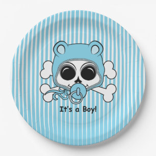 Cute Baby Boy Skull Paper Plate