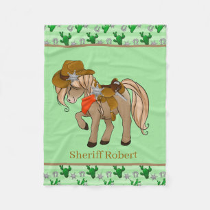 cute baby boy unisex horse add name fleece blanket