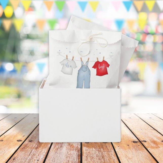 Cute Baby Boy Whimsical Denim Blue Baby Shower Favour Bags (Creator Uploaded)