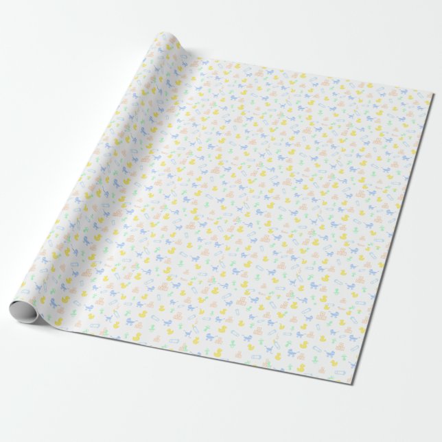 Cute Baby Boy Wrapping Paper (Unrolled)