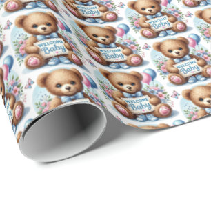 Cute baby boys welcome baby  wrapping paper