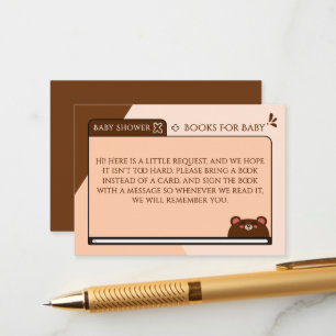 Cute Baby Brown Bear Computer Screen Baby Shower Enclosure Card