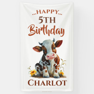 Cute Baby Brown Cow Banner