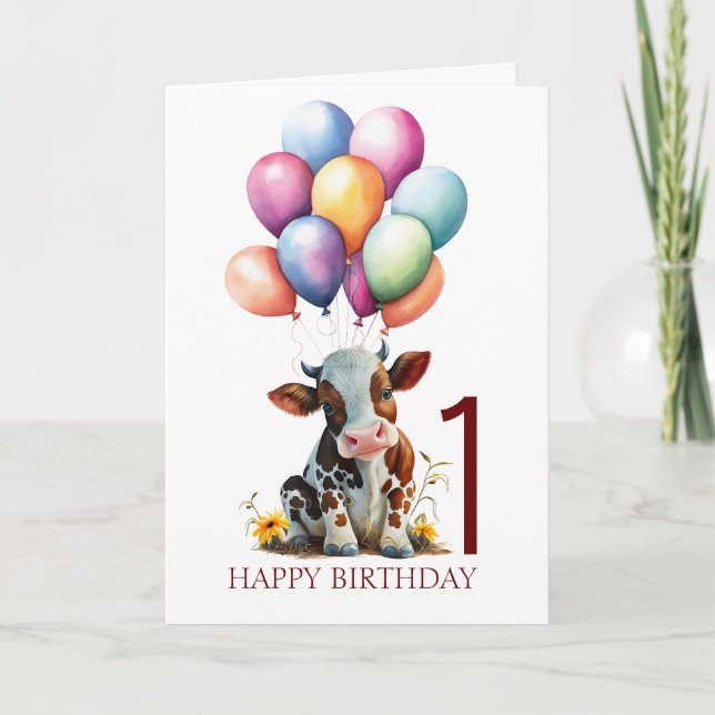 Cute Baby Brown Cow Card (Front)