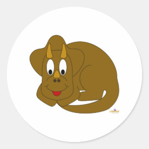 Cute Baby Brown Dinosaur Classic Round Sticker