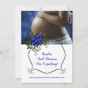 Cute Baby Bump And Purple Flower Wreath Pregnancy Announcement